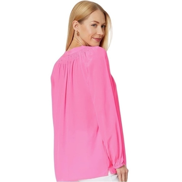 Lilly Pulitzer Elsa Pima Cotton Pink 3 button Top size  Small - Picture 4 of 8